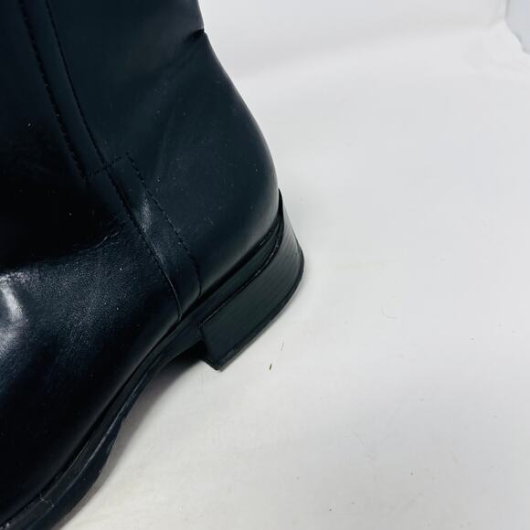 Vintage Nine West Black Leather Ankle Boots Square Toe Y2K 90s Minimalist Sz 7.5 - Picture 4 of 12